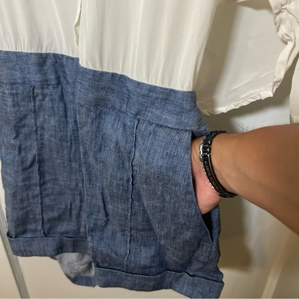 Veronica Beard Boca White Button-Down Romper - image 8